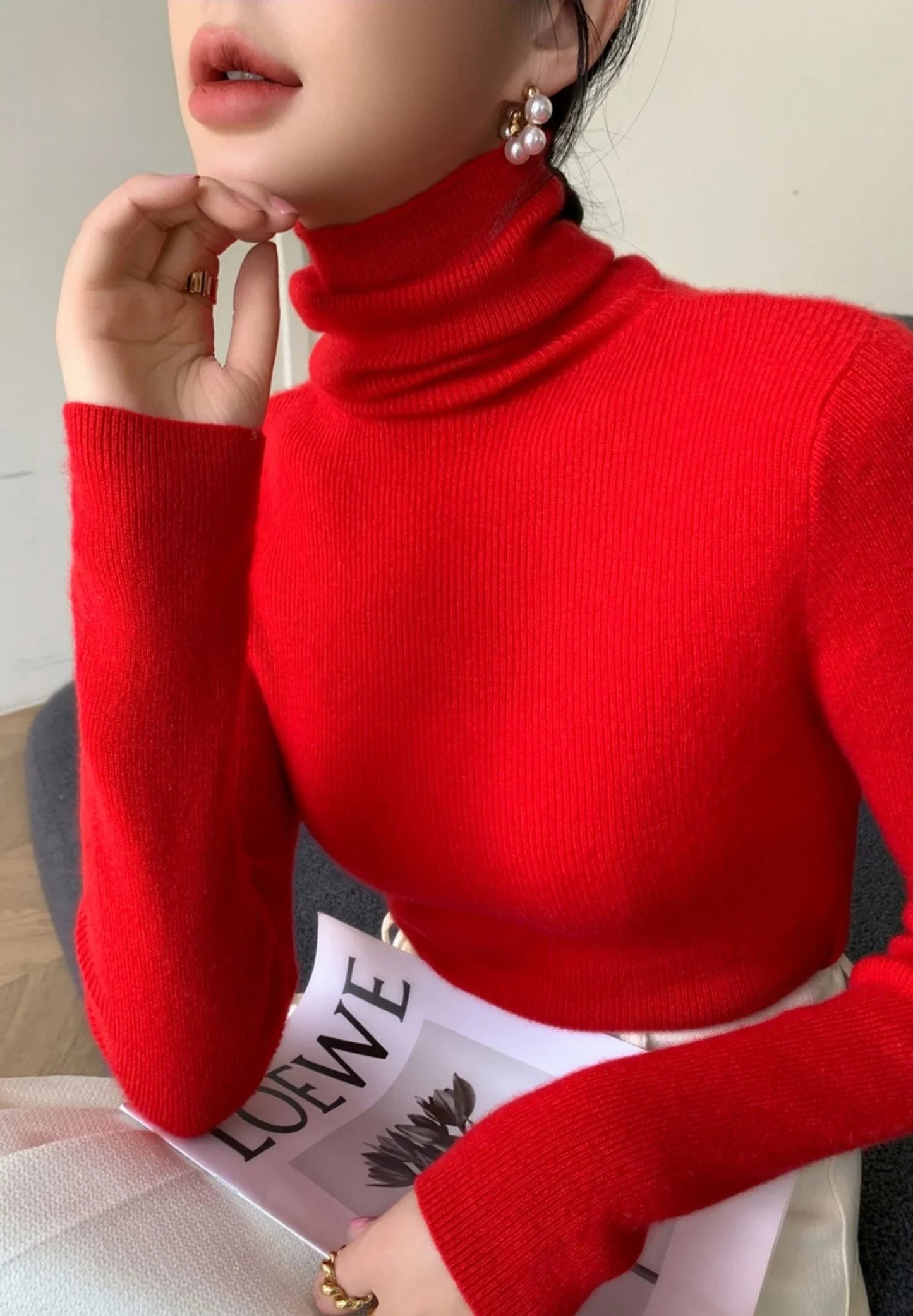 2025 herbst Winter Rollkragen Warme Jumper Lässig Feste Dünne Strickjacke Frauen Langarm Gestrickte Pullover Einfache Basis Schicht Top