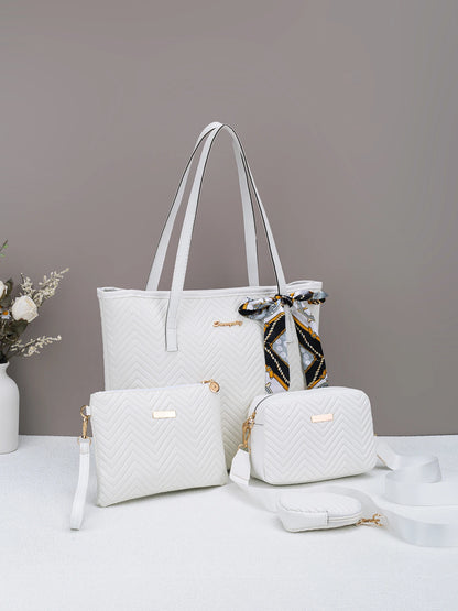 Wave pattern daily commuting large capacity tote bag handbag four piece set fashion trend personality change camera bag.