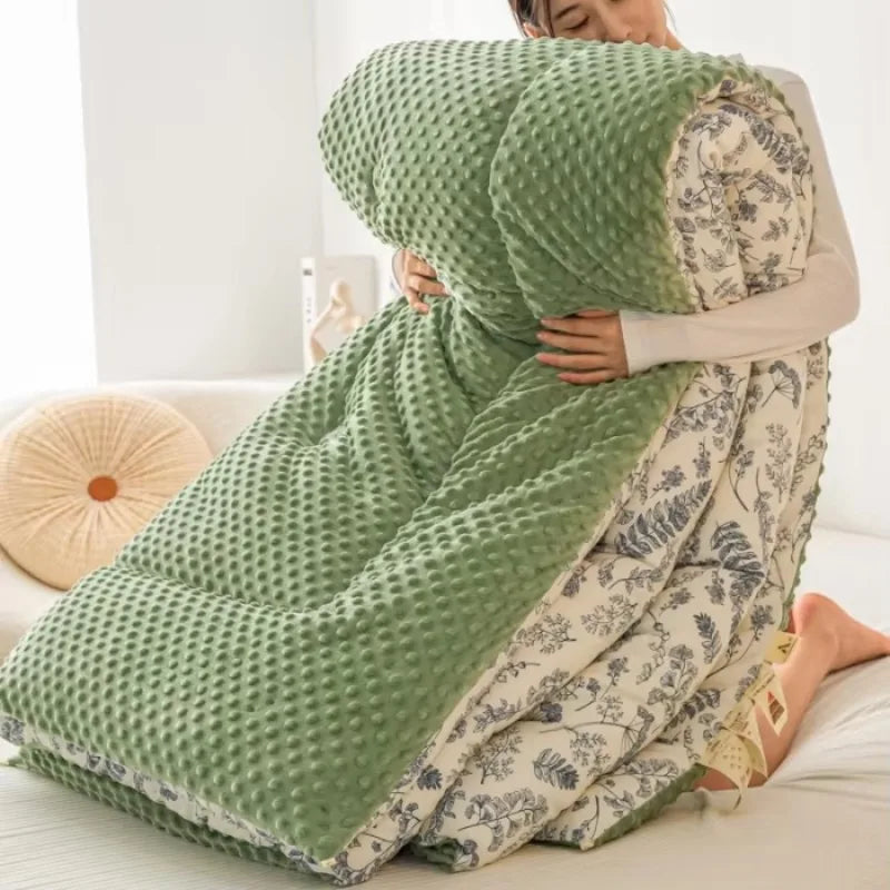 New A-class Retro Double Yarn Bean Velvet Winter Blanket Core, Fast Heating Warm Blanket, Four Seasons Spring and Autumn Quilt.