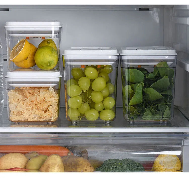 Square press storage tank sealed tank kitchen grains plastic candy jar fruit powder box transparent storage tank.