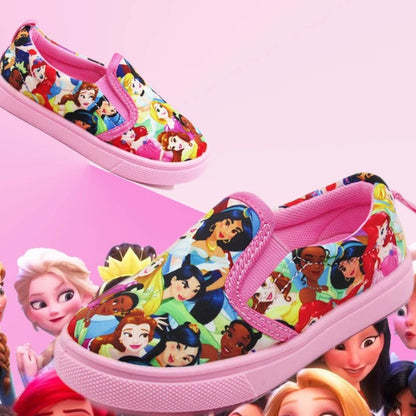 Disney Children's Casual Canvas Shoes Lazy Cartoon Priness Children's Student's Girls' Pink Comfortable Shoes Size 26-31.
