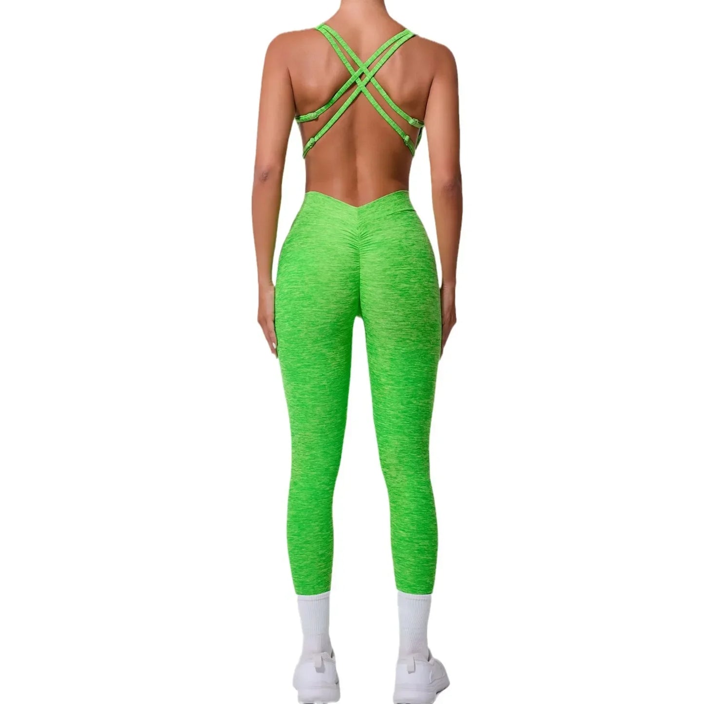 Seamless Yoga Jumpsuits Sports Fitness Peach Hip Raise Cross Beauty Back Dance Belly Contracting One-piece Tracksuits for Women.