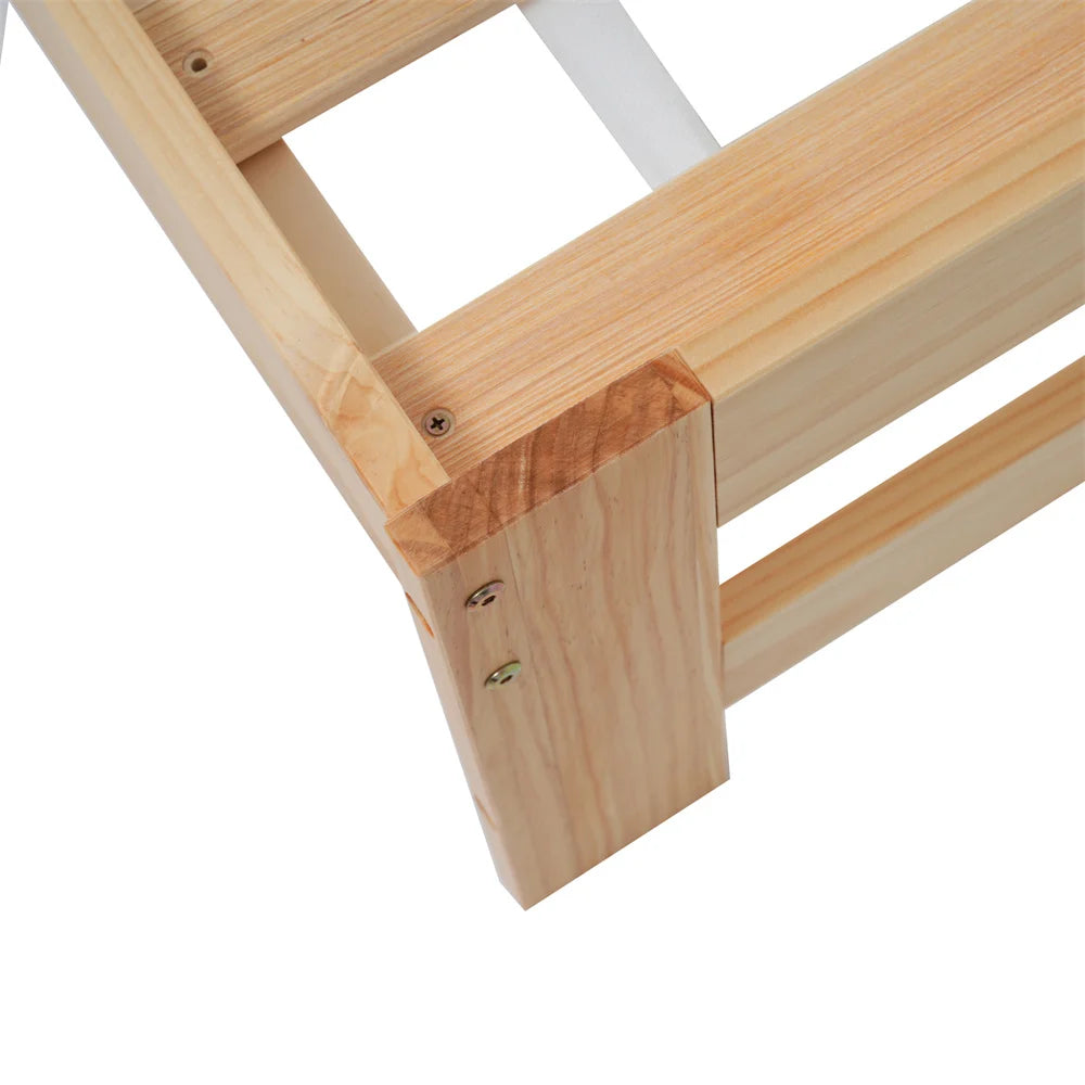 Solide Massivholzbett 140x200 cm, Futonbett, Doppelbett mit Kopfteil und Lattenroste, Jugendbett, Natur, ohne Matratze