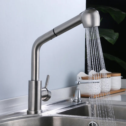 360° Rotating Retractable Sink Faucet Hot and cold Water Button Ceramic Valve Kitchen Stainless Steel Faucet with Shower