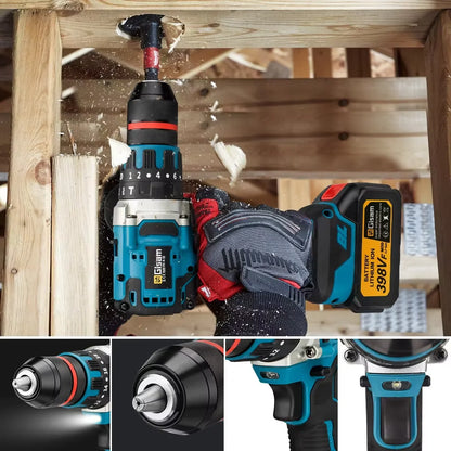 13 mm 480 N.M bürstenloser elektrischer Schlagbohrschrauber Akku-Bohrschrauber Elektroschrauber DIY-Treiber Elektrowerkzeug für Makita 18 V Akku-Pin