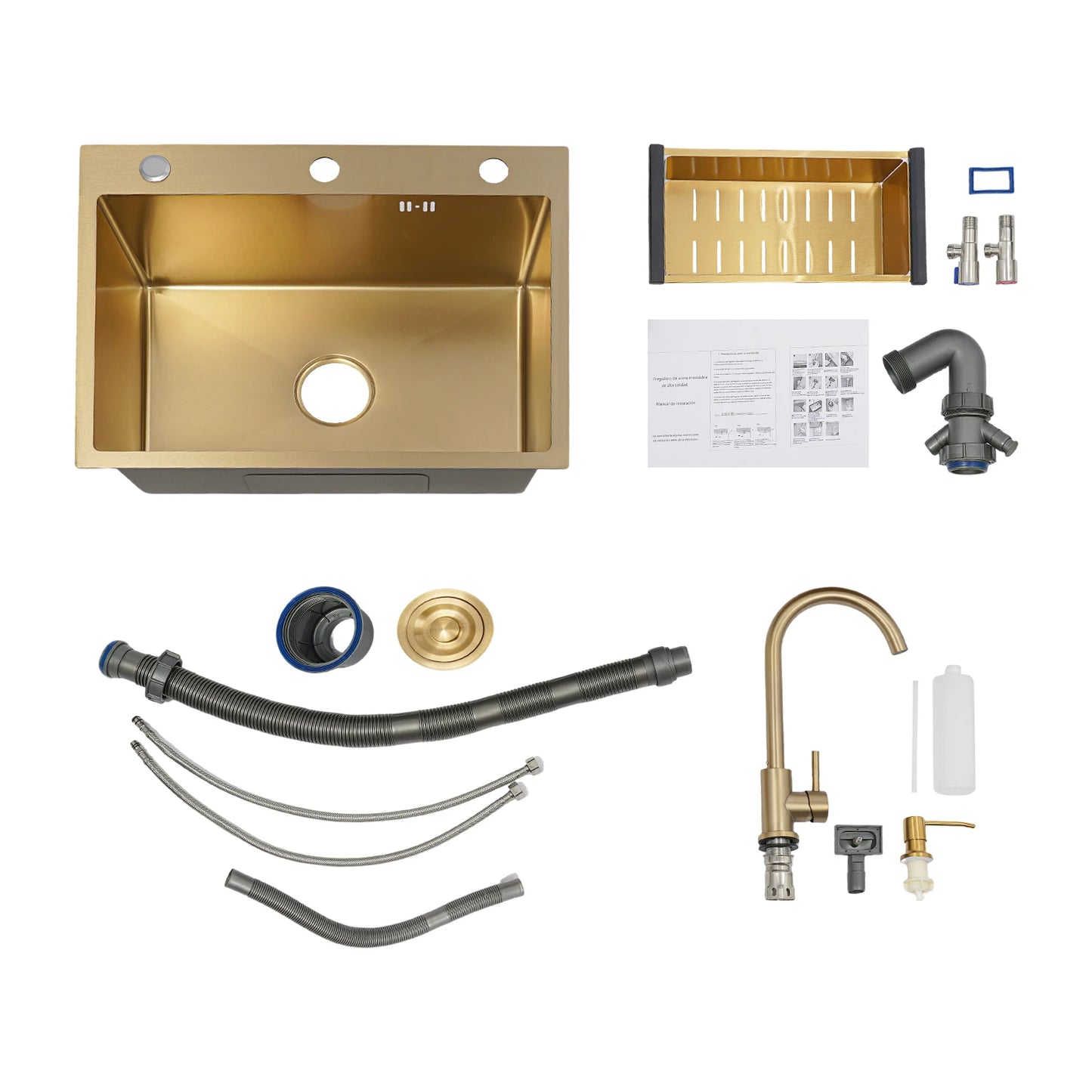 60 x 45 Zoll Edelstahl-Küchenspüle ohne Logo, rechteckige Spüle mit Abtropfkorb für Toiletten, Badezimmer, Waschräume