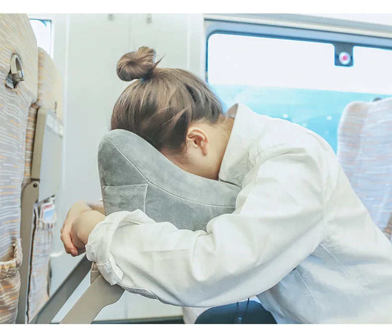 Outdoor U Shaped Memory Foam Neck Pillow Adjustable Portable Multifunctional Airplane Sleeping Support Massage Protection Pillow.