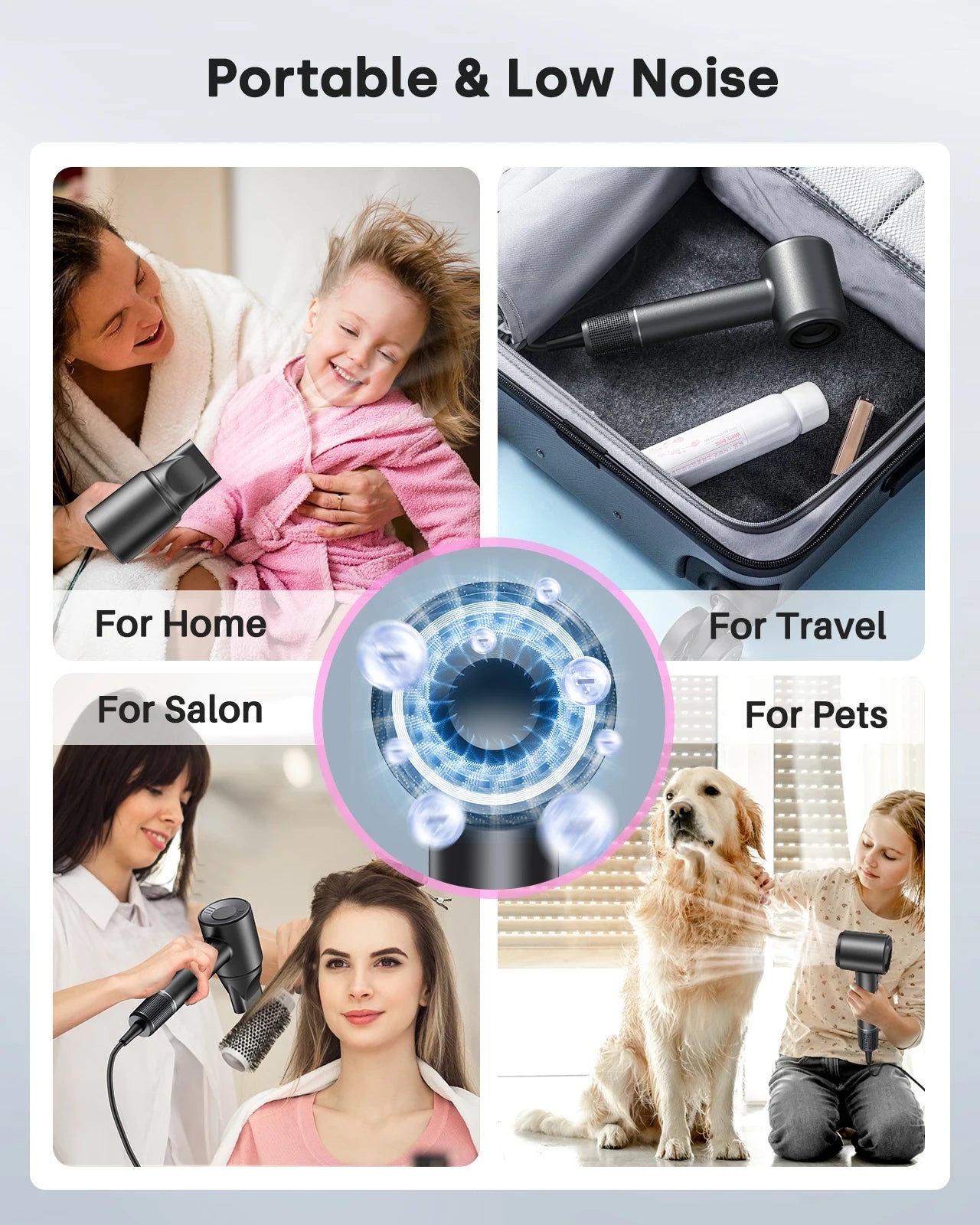 Hair Dryer High-Speed 120000 RPM 500 Million Ions Electric Low Noise, Constant Temperature And Quick Drying For Home Salons