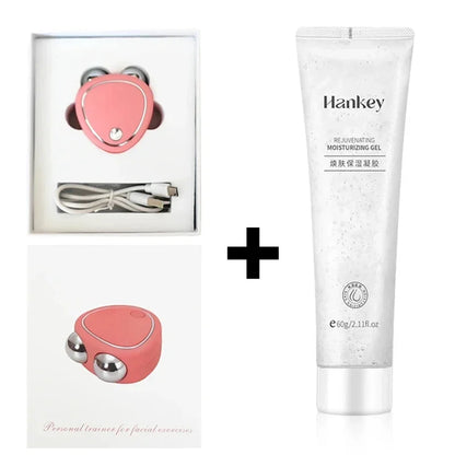 Electric Facial Lifting Roller EMS Massager with Gel Face Microcurrent Skin Tightening Rejuvenation Face Massage Beauty Care.