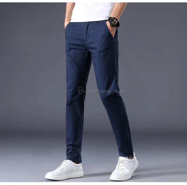 Thin Men's Pants Classic 7 Colors Summer New Casual Pant Business Fashion Stretch Cotton Slim Brand Male Trousers