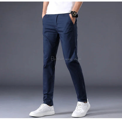 Thin Men's Pants Classic 7 Colors Summer New Casual Pant Business Fashion Stretch Cotton Slim Brand Male Trousers