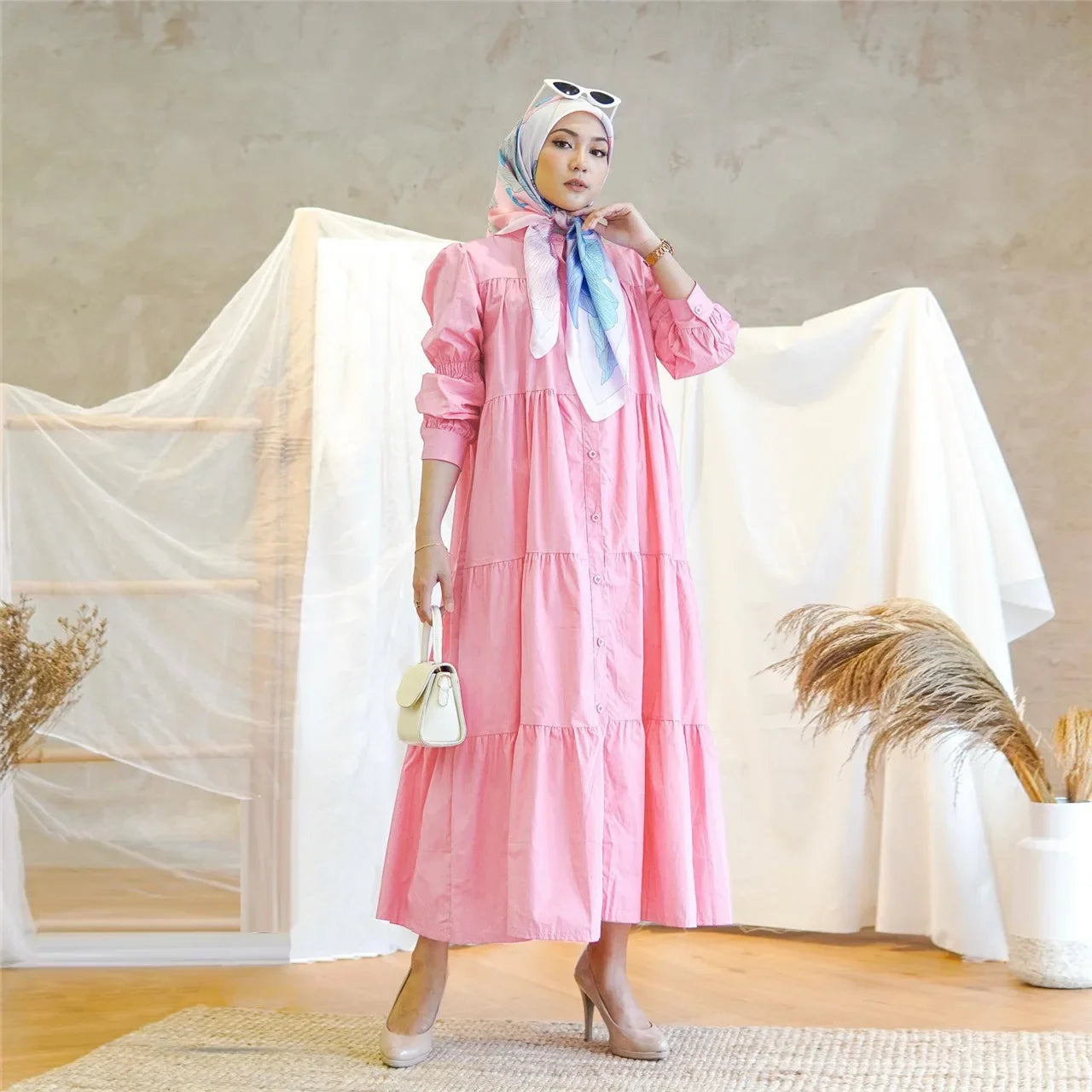 Women Muslim Long Dress Fashion Abaya Long Sleeve Solid Robe Elegant Ruffles Maxi Sundress Islamic Clothing Hijab Vestido.