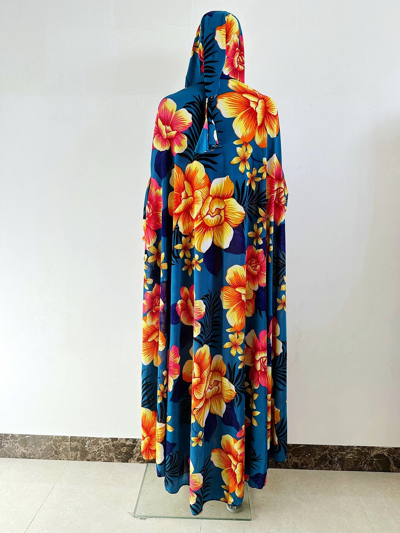 6XL  Muslim Womens Hooded Abaya African Sleeveless Prayer Garment Kaftan Dress With Hijab Floral Dubai Saudi Robe Ramadan