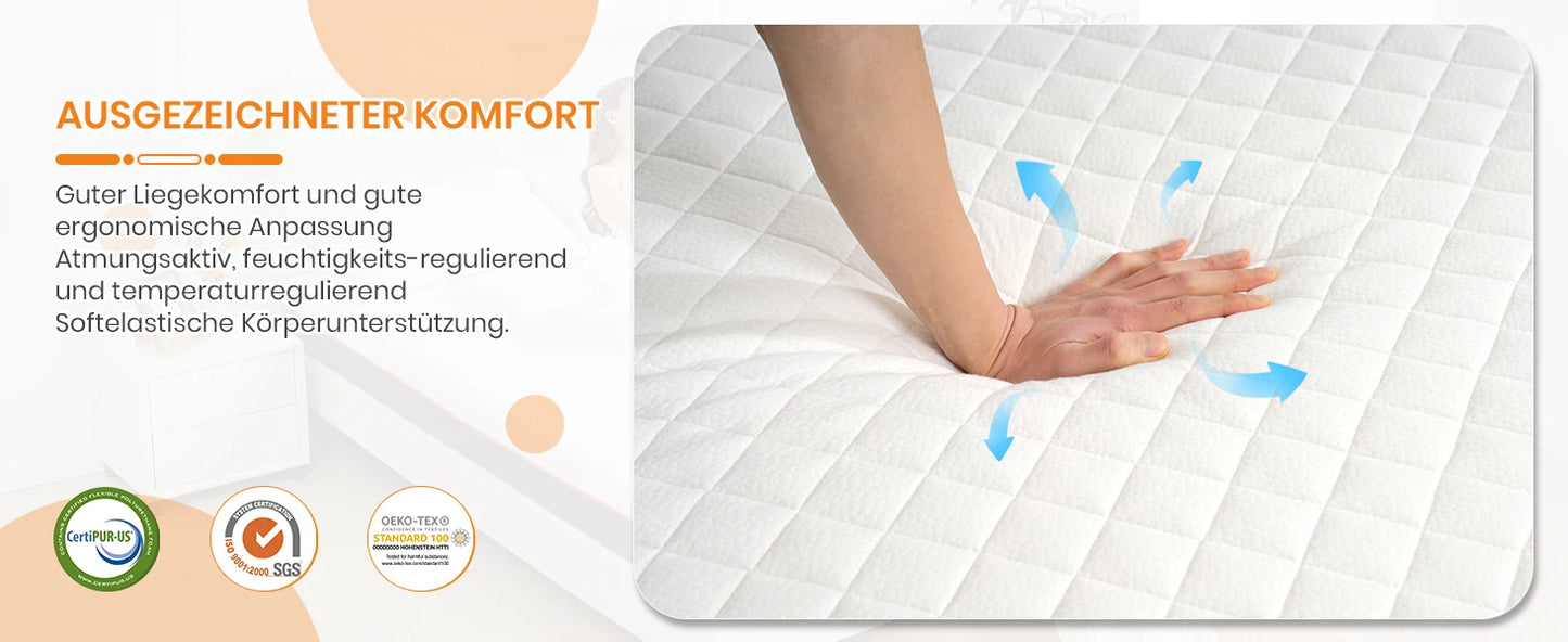 Good Nite Orthopedic Kaltschaummatratze [18cm]–5-Zonen Ergonomie, Öko-Tex Zertifiziert, Atmungsaktiver Bezug| H2/H3 Härtegrade
