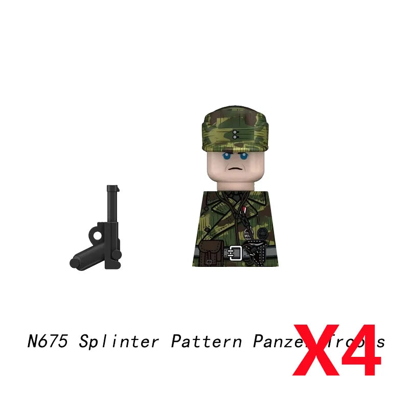 Military WWII Figure Building Blocks Accessories MP40 Rocket Launcher MG42 Officer Army Camouflage Soldier Pzf 98K Toy Gift N029