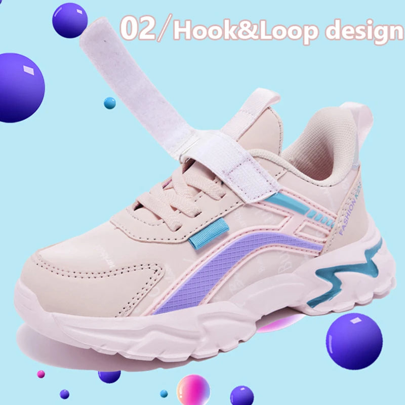 Kids Casual Pink Girls Leather Shoes Fashion For 7-15y Lightweight Running Young Student's Children Sports Girl's Shoe NBGAGA.