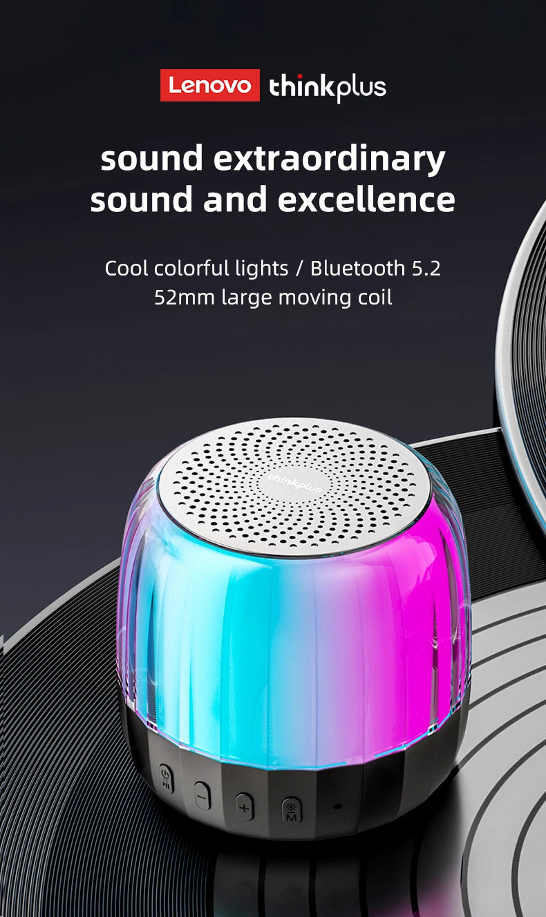 Original Lenovo K3 Plus Wireless Bluetooth Speaker Portable Music Player Cool RGB SoundBox Low Latency HiFi Stereo Loudspeaker.