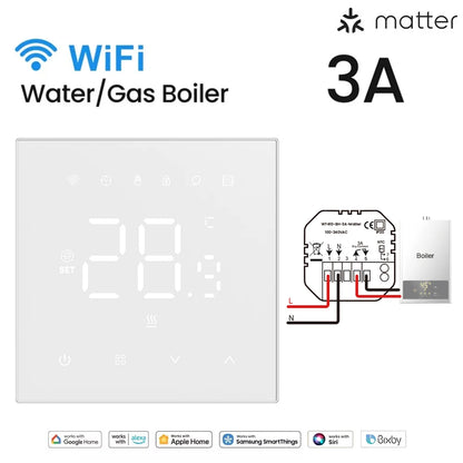 AVATTO Tuya WiFi Matter Smart Thermostat WaterGas Electric Floor Heating Temperature Controller For Alexa Google Apple HomeKit