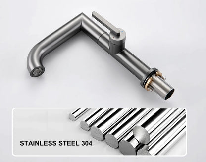 VGX Bathroom Faucets Stainless Steel Basin Mixer Sink Faucet Gourmet Washbasin Tapware Hot Cold Water Tap Brushed Gold Grey