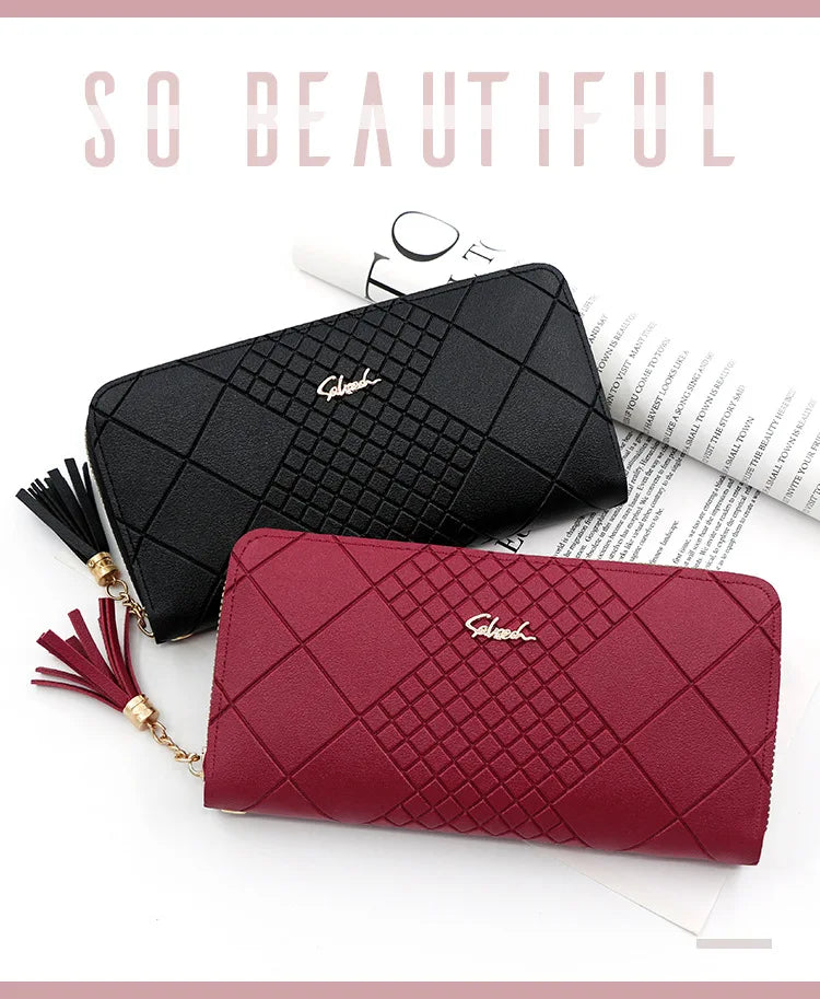 Zipper Money Coin Purse Women Card Holder Long PU Leather Clutch Wallet Large Capacity Lady Wristlet Phone HandBags Money Pocket.