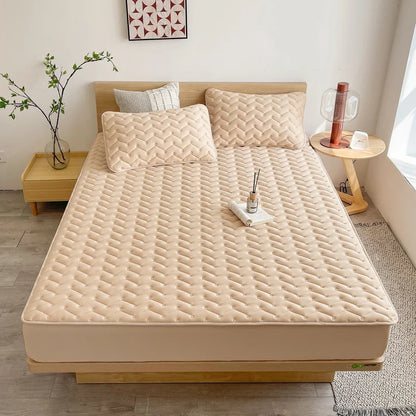 3pcs Waterproof Bedding Set 1pc Mattress Cover 2pcs Pillowcase Soft Comfortable Fitted Sheet Washable Durable Mattress Protector