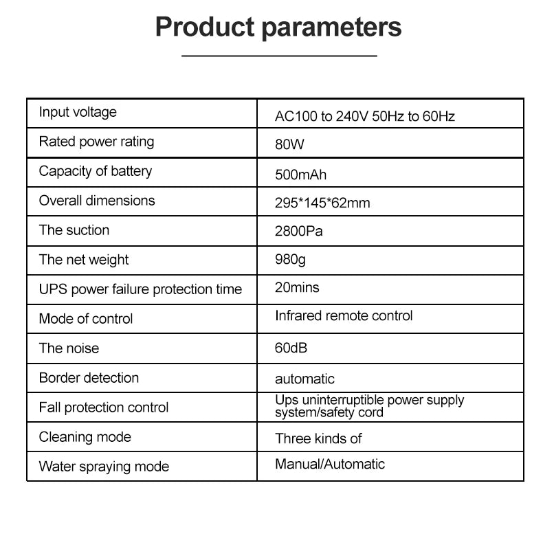 PuRuiKai robot electric automatic window cleaning Robotic vacuum cleaner, with remote control, two-way automatic spray