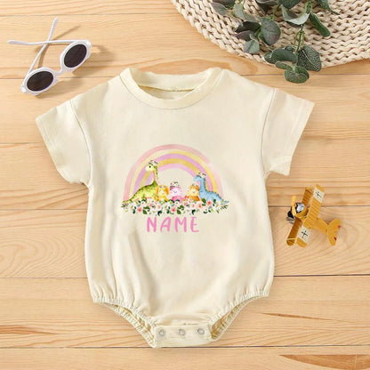 Personalisierter Regenbogen mit Namen Bubble Strampler Säugling Dschungel Geburtstag Party Kleidung Baby Übergroßer Body Niedlicher Wild One Overall