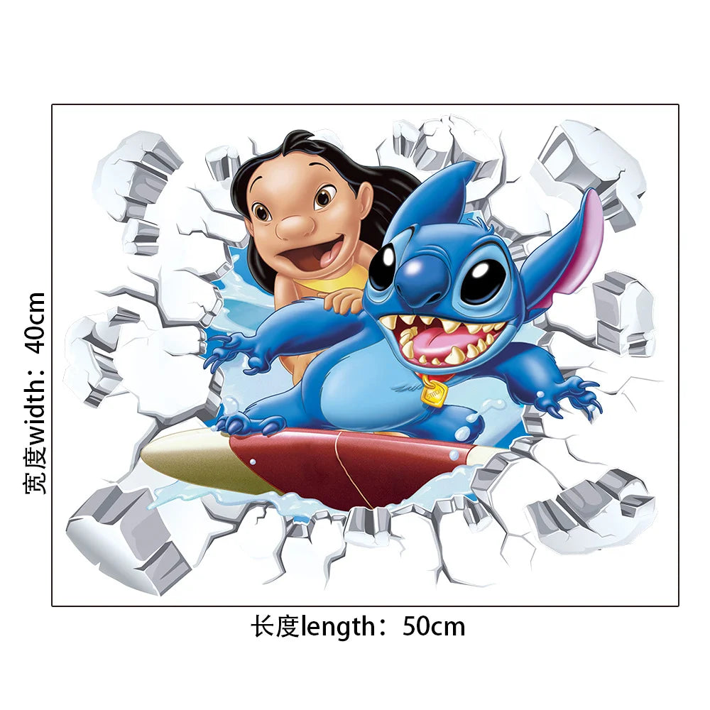 Cartoon Lilo & Stitch Baby Movies Wall Stickers For Kid's Room Kindergarten Living Room Bedroom Wall Decoration Animated Poster.