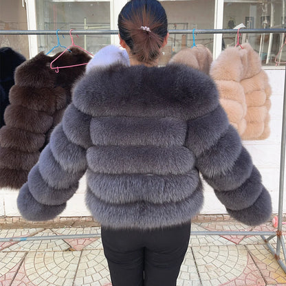 QUEENTINA Fuchspelzmantel Echt Winter Damen Neue Mode Flauschig 2025 Leder und Haut Weiße Kleidung Natürlich Neu in Mäntel und Jacken