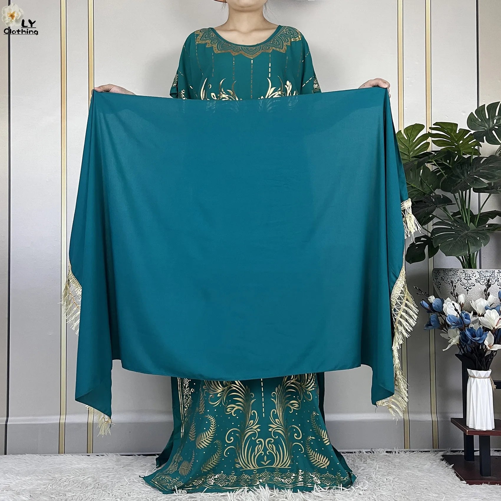 Neue Sommer Abaya für Frauen lässig Kurzarm weiches Baumwoll kleid Dubai Kaftan lose Dame Maxi Islam afrikanisches Kleid mit großem Schal.