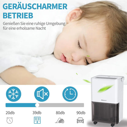 SHINCO Electric Dehumidifier, 10 L, Room Dehumidifier with Moisture Sensor, for 45 m³ (15 m²), Energy Saving, Drain Hose.