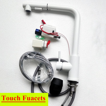 7 Word Touch on Kitchen Sink Faucets Stainless Steel Hot Cold Pull Out Kitchen Mixer Tap Brushed Nickel Touch Kitchen Faucet