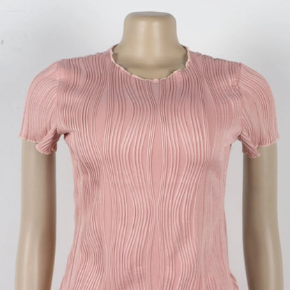 Two Piece Sets Women Pants Set Matching Sets Short Sleeve Solid Casual Tops Long Pants High Waist Bodycon Y2k Streetwear 2025