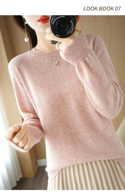 Herbst Winter frauen Pullover Oansatz Kaschmir Solide Pullover Schlank Bodenbildung Shirt Langarm Casual Grundlegende Pull Femme Pullover