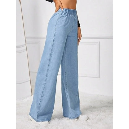 High Waist Wide Leg Loose Fit Straight Jeans Women's Summer New Style Vintage Drape Cross-Border Long Jeans.