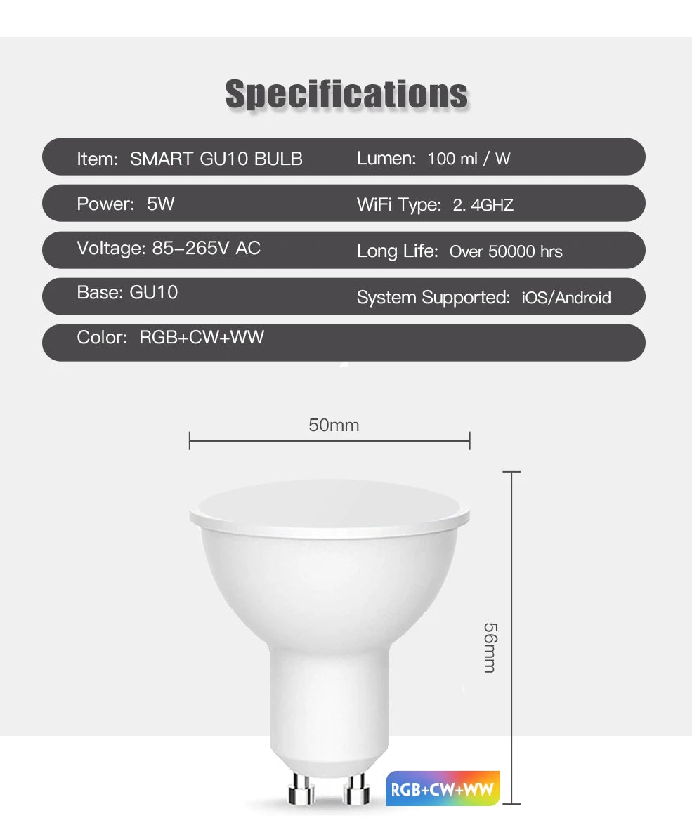 Smart WiFi Zigbee LED Glühbirne Dimmbar E27 E14 GU10 RGBCW 3000-6000K LED Kerze Lampe Für Ewelink APP Alexa Google Hause Yandex.