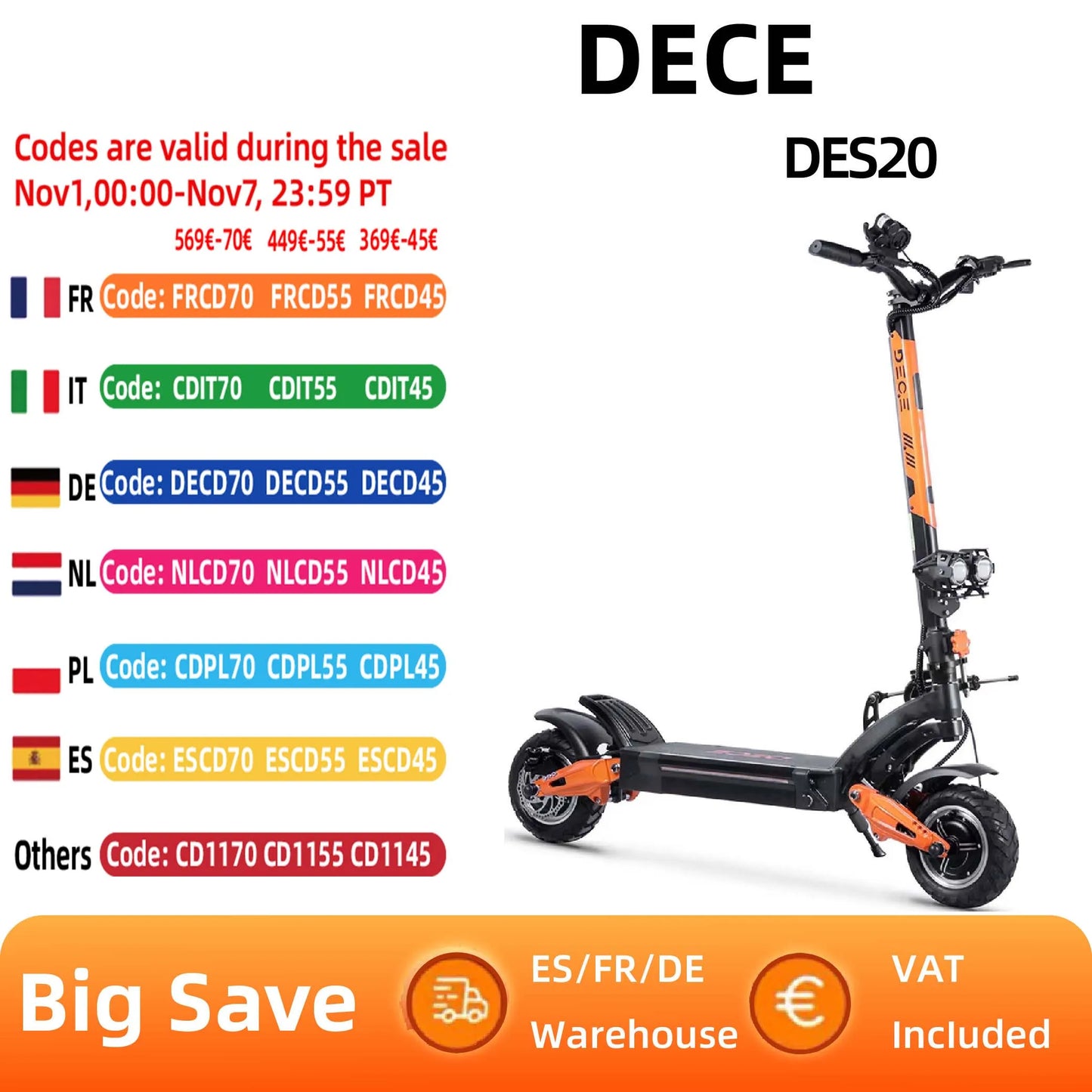 DECE DES20 Adult Electric Scooter 1200W Motor E-Scooter  48V13AH Battery 10 Inch Tire City Escooter.