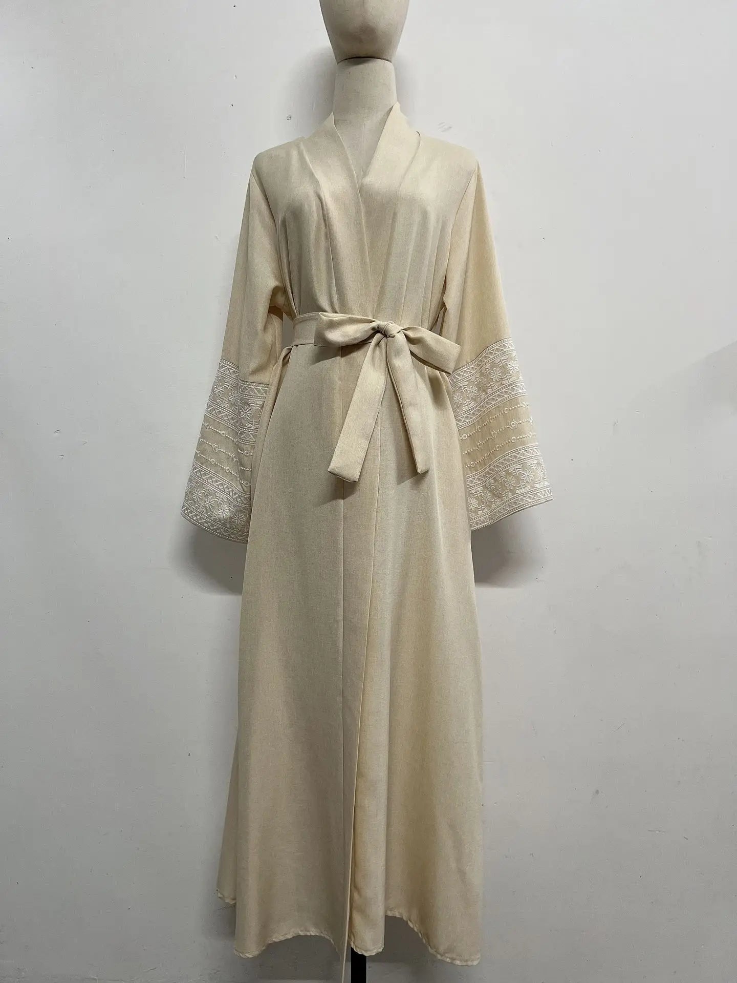 Ramadan Eid Black Open Kimono Abaya with Sashes Damen Dubai Islam Muslim Dress Kaftan Prayer Clothes Women Kebaya Robe Femme.