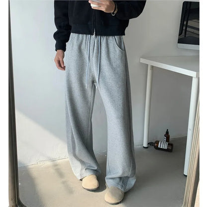 New Men's Casual Pants Side Striped Wide Leg Outdoor sports pants Straight Sweatpants Neutral High-quality Long Baggy Trousers.