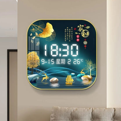 Wanduhr Digital anzeige stille Temperatur Uhr Quadrat Wohnzimmer Home Schlafzimmer Esszimmer Wandmalerei