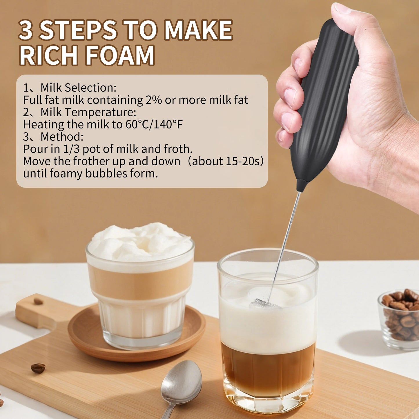 Household Kitchen Portable Mini Handheld SUS304 Mixing Head Electric Food Blender Drink Mixer Coffee Milk Frother With Stand.
