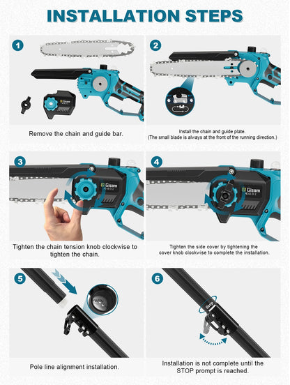 GΣ Bürstenlose Teleskopstange, elektrische Kettensäge, kabellose Hochverschraubungssäge, 2-in-1-Gartenschere für Makita 18 V Akku-Stift