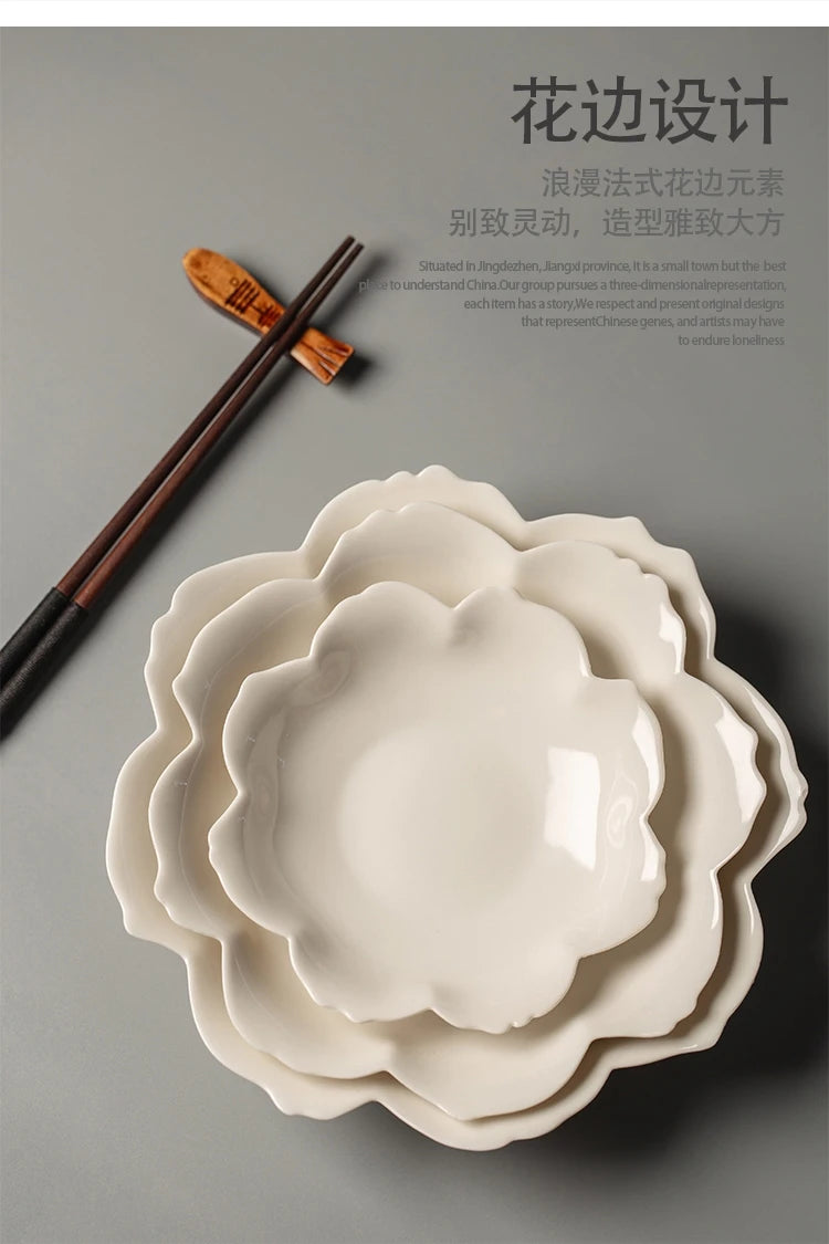 color petal household ceramic dish hotel restaurant tableware.