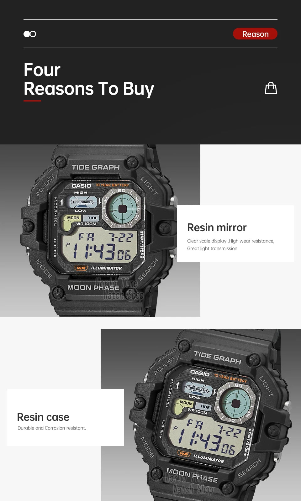 Casio Men's Watch Fashion Sports Outdoor Wristwatch Active Lifestyle Timepiece Casual Design WS-1700H series.