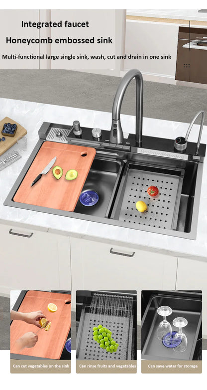 Wvier multifonction Whale Shaped Large Sink rubinetto cucina lavello cosas para casa waterfall kitchen-sink