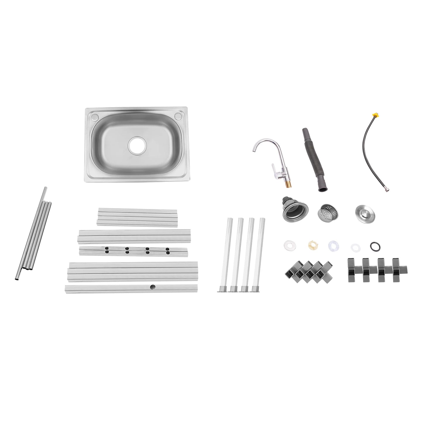 Freistehendes Küchenspülbecken mit Wasserhahn, 18,9 x 13,78 Zoll, Mehrzweckspülbecken-Set aus Edelstahl, 132 Pfund Kapazität für Zuhause, Wäsche, Garage