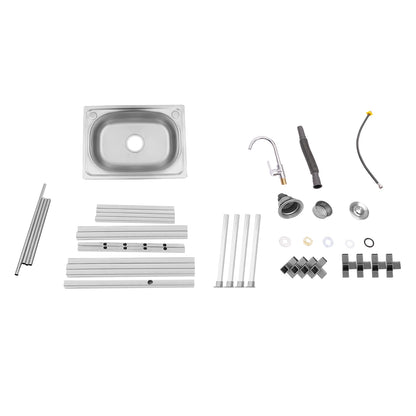 Freistehendes Küchenspülbecken mit Wasserhahn, 18,9 x 13,78 Zoll, Mehrzweckspülbecken-Set aus Edelstahl, 132 Pfund Kapazität für Zuhause, Wäsche, Garage