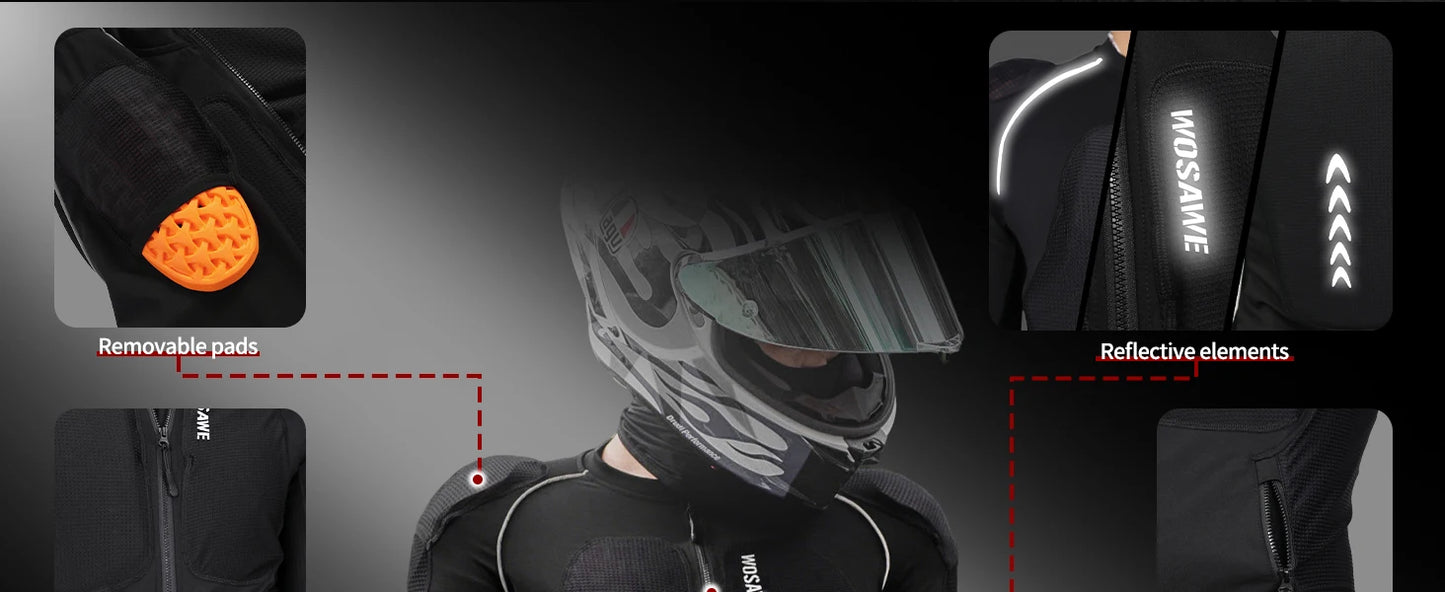WOSAWE Men's Motorcycle Racing Jacket Off-Road CE Protective Gear Motocross Soft Armor Body Protector Sports Racing Equipment.