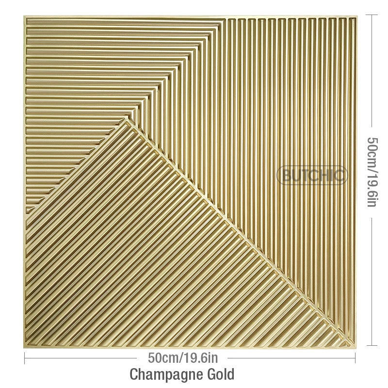 12 PCS 50x50cm car Metal plating color 3D Wall Panel gold luxurious electroplate 3D Wall Stickers Wedding party background wall