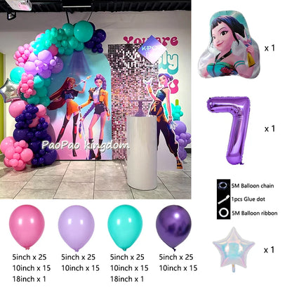Kpop Dämonenjäger Themen Mädchen Geburtstag Luftballons Dekoration Anzahl Ballon Partyzubehör Babyparty Film Halloween Ballon